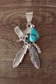 Native American Jewelry Sterling Silver Eagle Turquoise Pendant by Francisco