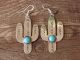 Navajo Indian Nickel Silver Turquoise Cactus Dangle Earrings - Tolta