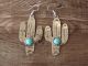 Navajo Indian Nickel Silver Turquoise Cactus Dangle Earrings - Tolta