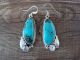 Native American Navajo Indian Sterling Silver Turquoise Dangle Earrings by Sadie Jim