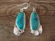 Native American Navajo Indian Sterling Silver Turquoise Dangle Earrings by Sadie Jim