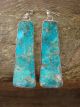 Navajo Indian Sterling Silver & Turquoise Slab Dangle Earrings by Tortalita