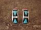 Zuni Sterling Silver Turquoise Multistone Inlay Hoop Post Earrings - Boone