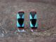 Zuni Sterling Silver Turquoise Multistone Inlay Hoop Post Earrings - Boone