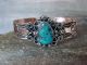 Navajo Indian Copper & Turquoise Cuff Bracelet by Cleveland