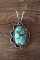 Navajo Nickel Silver Turquoise Pendant Bobby Cleveland