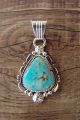 Navajo Sterling Silver Turquoise Pendant by Daniel Benally