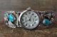 Native American Indian Jewelry Sterling Silver Turquoise Coral Watch - Saunders