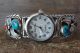 Native American Indian Jewelry Sterling Silver Turquoise Coral Watch - Saunders