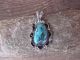 Navajo Indian Nickel Silver Turquoise Pendant Signed Jackie Cleveland