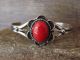 Native American Navajo Indian Nickel Silver Coral Bracelet Signed Phoebe Tolta