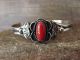 Native American Navajo Indian Nickel Silver Coral Bracelet Signed Phoebe Tolta