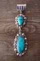 Native American Navajo Hand Stamped Sterling Silver Turquoise Pendant - Jack