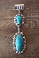 Native American Navajo Hand Stamped Sterling Silver Turquoise Pendant - Jack