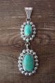 Native American Navajo Hand Stamped Sterling Silver Turquoise Pendant - Jack