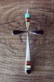 Zuni Indian Sterling Silver Inlay Cross Pendant by  Lynette Bowannie.