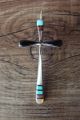 Zuni Indian Sterling Silver Inlay Cross Pendant by  Lynette Bowannie.