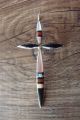 Zuni Indian Sterling Silver Inlay Cross Pendant by  Lynette Bowannie.