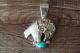 Navajo Sterling Silver Turquoise Arched Bear Pendant - JH