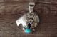 Navajo Sterling Silver Turquoise Arched Bear Pendant - JH