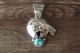 Navajo Sterling Silver Turquoise Arched Bear Pendant - JH