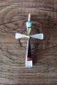 Zuni Indian Sterling Silver Inlay Cross Pendant by  Lynette Bowannie.