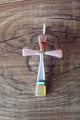 Zuni Indian Sterling Silver Inlay Cross Pendant by  Lynette Bowannie.