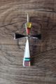 Zuni Indian Sterling Silver Inlay Cross Pendant by  Lynette Bowannie.