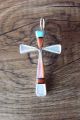 Zuni Indian Sterling Silver Inlay Cross Pendant by  Lynette Bowannie.