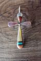 Zuni Indian Sterling Silver Inlay Cross Pendant by  Lynette Bowannie.