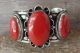 Navajo Indian Nickel Silver Coral Bracelet by Jackie Cleveland!