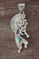 Navajo Sterling Silver Turquoise Kokopelli Dancer Pendant - A. Mariano