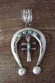 Navajo Indian Sterling Silver Turquoise Cast Naja Pendant - M. Cayatineto