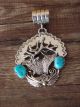 Navajo Jewelry Handmade Sterling Silver Turquoise Elk Pendant! Belin