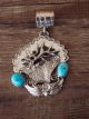 Navajo Jewelry Handmade Sterling Silver Turquoise Elk Pendant! Belin