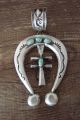 Navajo Indian Sterling Silver Turquoise Cast Naja Pendant - M. Cayatineto