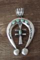 Navajo Indian Sterling Silver Turquoise Cast Naja Pendant - M. Cayatineto