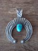 Navajo Indian Sterling Silver Turquoise Cast Naja Pendant - Billah