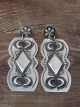 Navajo Sterling Silver Hand Stamped Concho Post Earrings Signed Tahe