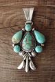 Navajo Indian Hand Stamped Sterling Silver Turquoise Pendant -Bobby Platero