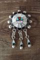 Zuni Indian Sterling Silver Sunface Inlay Pin/Pendant by Abel Soseeah