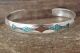 Native Indian Sterling Silver Turquoise Chip Inlay Bracelet by Joleen Yazzie