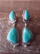 Navajo Indian Sterling Silver Turquoise Post Dangle Earrings by Verley Betone