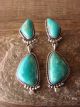 Navajo Indian Sterling Silver Turquoise Post Dangle Earrings by Verley Betone