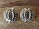 Navajo Indian Hand Stamped Sterling Silver Concho Earrings Signed Leander Tahe