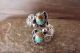 Native American Jewelry Sterling Silver Floral Turquoise Adjustable Ring - Belin