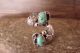 Native American Jewelry Sterling Silver Floral Turquoise Adjustable Ring - Belin