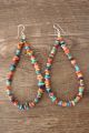 Large Navajo Indian Hand Beaded Turquoise Spiny Oyster Earrings 