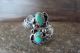 Native American Jewelry Sterling Silver Floral Turquoise Adjustable Ring - Belin