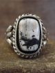 Navajo Indian Sterling Silver & White Buffalo Turquoise Ring - Vandever - Size 13.5